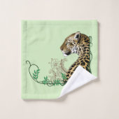 Eleganter grüner Leopard-Botanik-Henna Badhandtuch Set (Waschlappen)