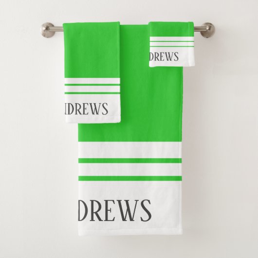 Eleganter grüner Limoner Mit Monogramm Name Badhandtuch Set (Insitu)