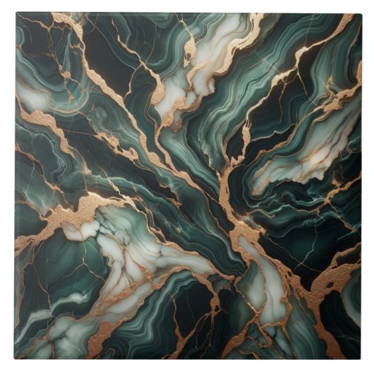 Eleganter grüner Marmor, Goldakzente, Nahtlos Fliese (Vorderseite)