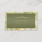 Eleganter grüner Marmor mit goldener Lilie Visitenkarte (Rückseite)