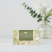 Eleganter grüner Marmor mit goldener Lilie Visitenkarte (Stehend Vorderseite)