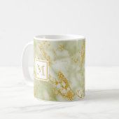 Eleganter, grüner Marmor Monogram Imitate Gold Gli Kaffeetasse (Vorderseite Links)