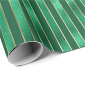 Eleganter grüner Metallic Strip Holiday Geschenkpapier (Rolleneckpunkt)