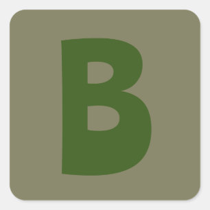 Eleganter Grüner Monogram-Initialbrief Quadratischer Aufkleber