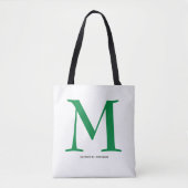 Eleganter grüner Monogrammname Tasche (Vorderseite)