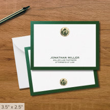 Eleganter grüner Notecard mit Goldener Logo-Anwalt