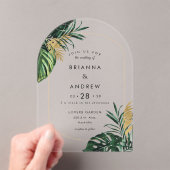 Eleganter, grüner Palm, Gold (Nachahmung) Grenze Acryleinladungen (Insitu (Handheld))