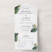 Eleganter, grüner Palm, Gold (Nachahmung) Grenze All In One Einladung (Innen Boden)