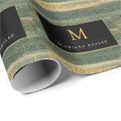 Eleganter Grüner Pinsel mit Gold und Schwarz Geschenkpapier (Rolleneckpunkt)