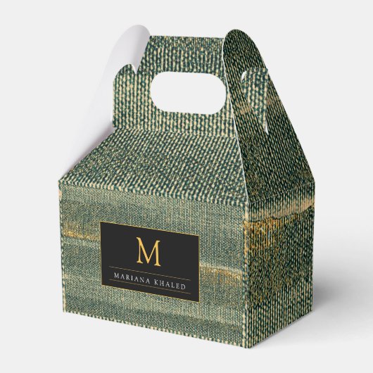 Eleganter Grüner Pinsel mit Gold und Schwarz Geschenkschachtel (Vorderseite)