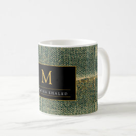 Eleganter Grüner Pinsel mit Gold und Schwarz Kaffeetasse