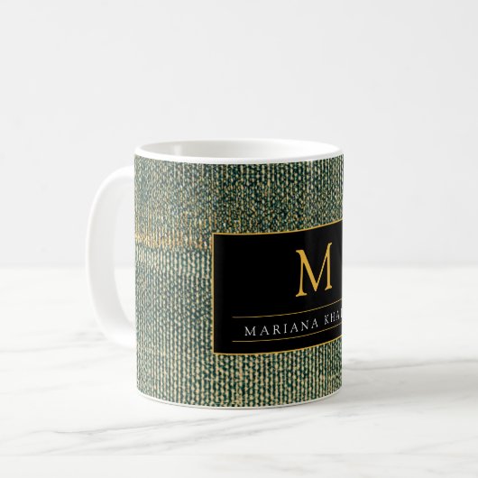 Eleganter Grüner Pinsel mit Gold und Schwarz Kaffeetasse (Vorderseite Links)