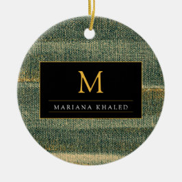 Eleganter Grüner Pinsel mit Gold und Schwarz Keramik Ornament