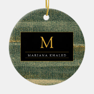 Eleganter Grüner Pinsel mit Gold und Schwarz Keramik Ornament