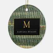 Eleganter Grüner Pinsel mit Gold und Schwarz Keramik Ornament (Links)