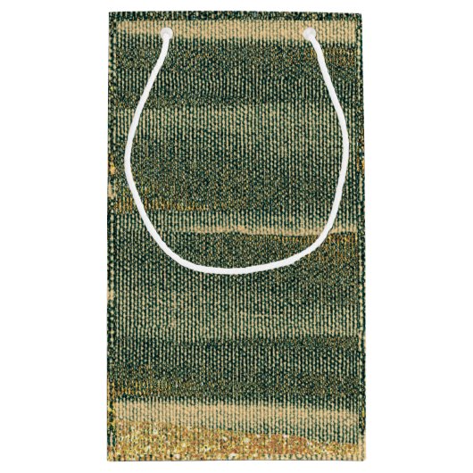 Eleganter Grüner Pinsel mit Gold und Schwarz Kleine Geschenktüte (Rückseite)