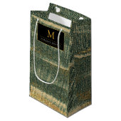 Eleganter Grüner Pinsel mit Gold und Schwarz Kleine Geschenktüte (Vorderseite Schrägansicht)