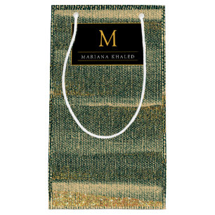 Eleganter Grüner Pinsel mit Gold und Schwarz Kleine Geschenktüte