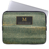 Eleganter Grüner Pinsel mit Gold und Schwarz Laptopschutzhülle (Vorderseite)