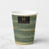 Eleganter Grüner Pinsel mit Gold und Schwarz Pappbecher (Vorderseite)