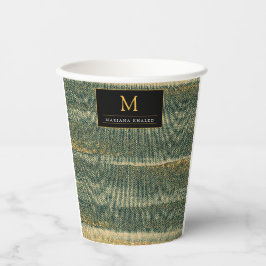 Eleganter Grüner Pinsel mit Gold und Schwarz Pappbecher