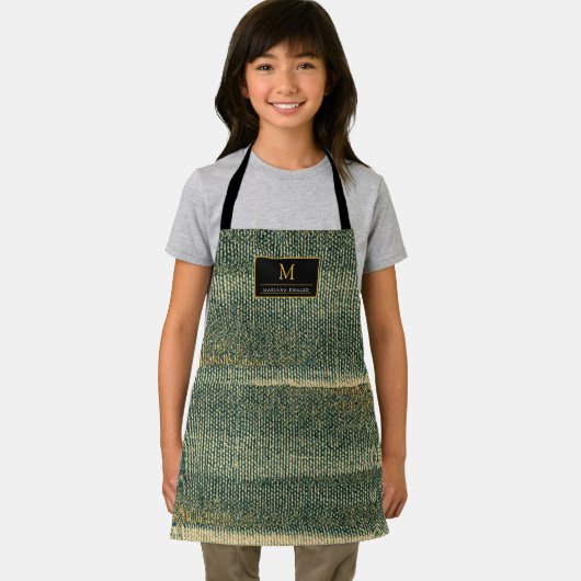 Eleganter Grüner Pinsel mit Gold und Schwarz Schürze (Insitu)