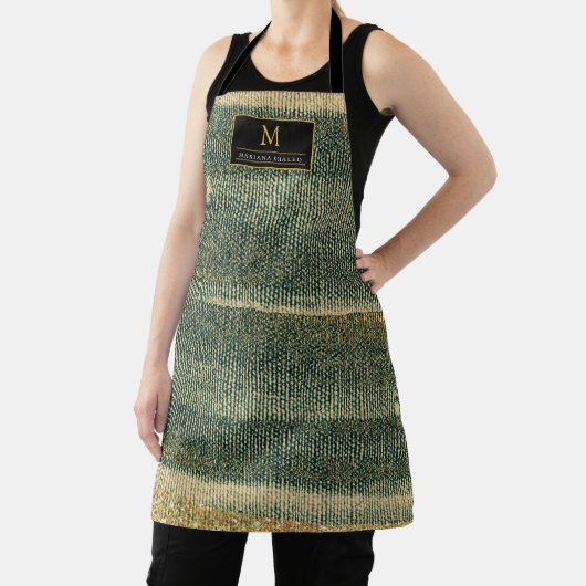 Eleganter Grüner Pinsel mit Gold und Schwarz Schürze (InSitu)