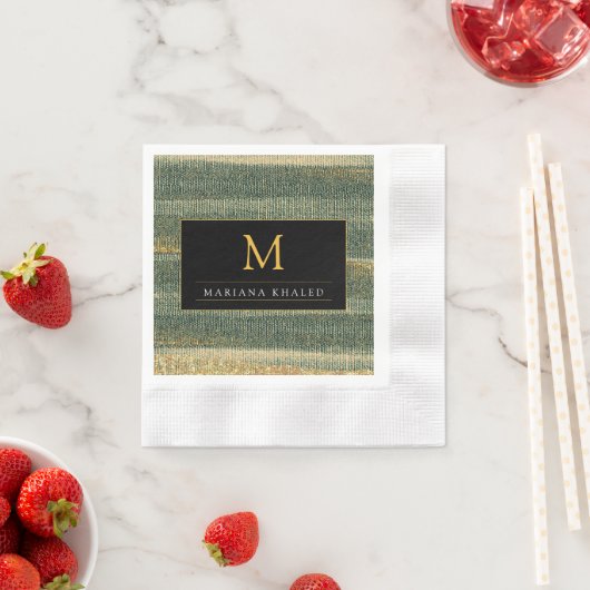 Eleganter Grüner Pinsel mit Gold und Schwarz Serviette (Beispiel)