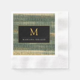 Eleganter Grüner Pinsel mit Gold und Schwarz Serviette