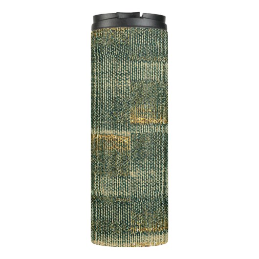 Eleganter Grüner Pinsel mit Gold und Schwarz Thermosbecher (Rückseite)