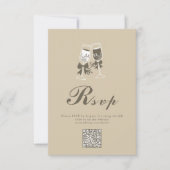 Eleganter grüner QR-Code Hochzeit RSVP Karte (Vorderseite)