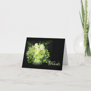Eleganter grüner Rosenstrauß Hochzeit Dankeskarte