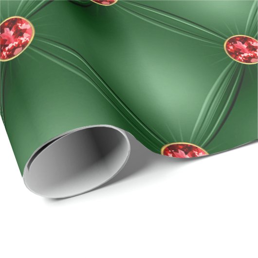 Eleganter grüner Roter Glam Bling Urlaub Geschenkpapier (Rolleneckpunkt)