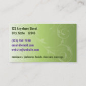 Eleganter Grüner Salon oder Wellness-Center Busine Visitenkarte (Rückseite)