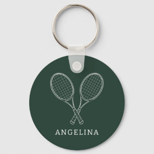 Eleganter grüner Schläger Tennisliebhaber mit indi Schlüsselanhänger