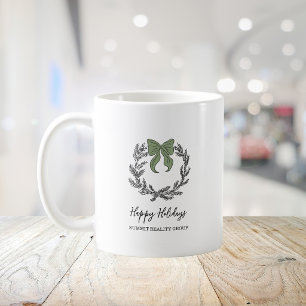 Eleganter grüner schwarzer Kranz Weihnachten Feier Kaffeetasse