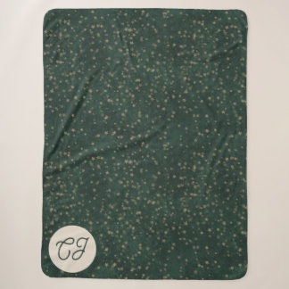 Eleganter grüner Sternenwald-Monogramm Sherpadecke