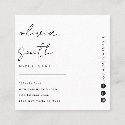 Eleganter grüner Stylist Boho Moderne Moderne Einz Quadratische Visitenkarte (Rückseite)