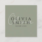 Eleganter grüner Stylist Boho Moderne Moderne Einz Quadratische Visitenkarte (Vorderseite)