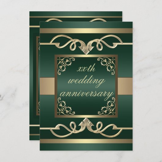 Eleganter Grüner Swoop Hochzeitstag Einladung (Vorne/Hinten)