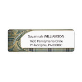 Eleganter grüner Tartan-Art-Deco-Rahmen Rücksendea (Vorne)