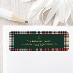 Eleganter grüner Tartan-Gold-Schrift-Christbaum