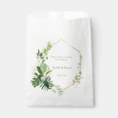 Eleganter, grüner tropischer Blätter, goldener geo Geschenktütchen (Vorderseite)