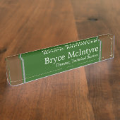 Eleganter grüner und brauner Namensschild für Ihr Namensplakette (Seite)