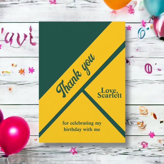 Eleganter Grüner und Gold Luxus Chic Geburtstag Dankeskarte