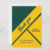 Eleganter Grüner und Gold Luxus Chic Geburtstag Dankeskarte (Vorderseite)