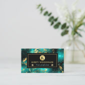 Eleganter grüner und goldener Galaxy-Marmor Visitenkarte (Stehend Vorderseite)