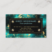 Eleganter grüner und goldener Galaxy-Marmor Visitenkarte (Rückseite)