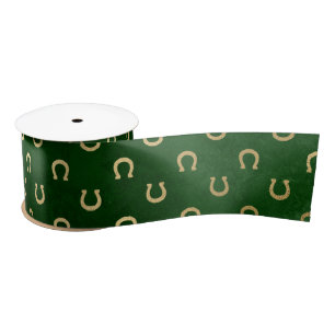 Eleganter grüner und goldener Hufeisen-St.-Patrick Satinband
