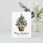 Eleganter Grüner und goldener Weihnachtsbaum Feiertagspostkarte (Stehend Vorderseite)